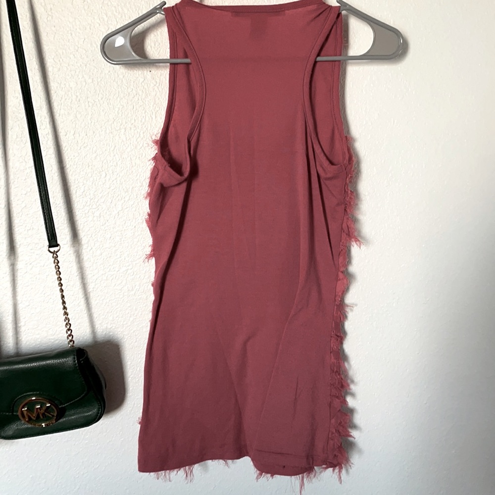 American Rag Pink Ruffle front top - Picture 4 of 4